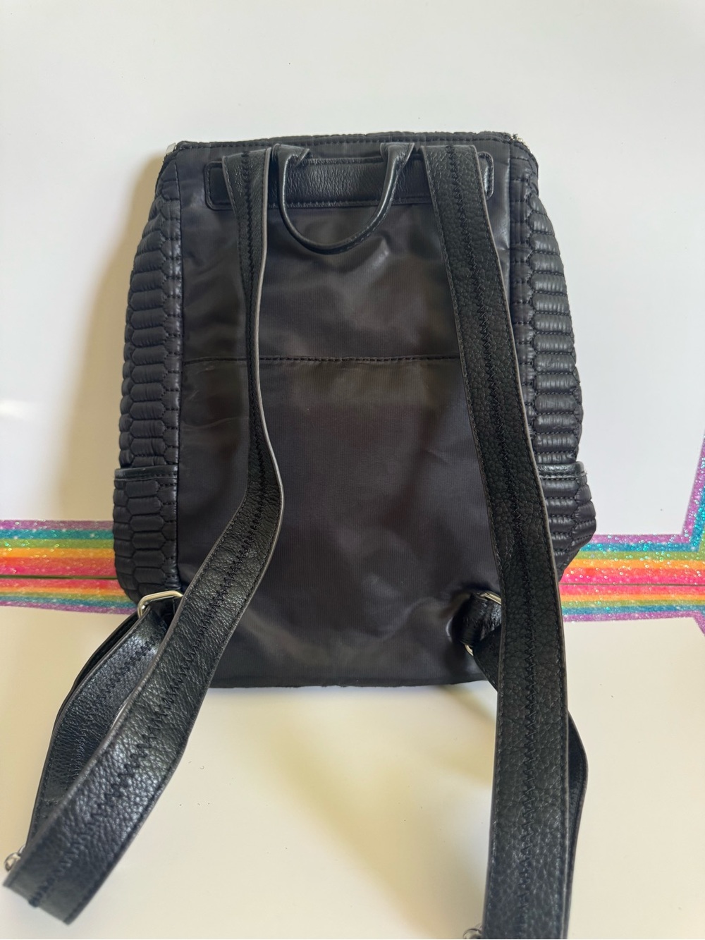 Aimee Kestenberg Quilted Black Backpack with Zip Pocket - Picture 2 of 6